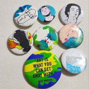PopArt Unsexi (8x) Pins/Buttons Lot Various Shape/Sizes Fun Personal Collection